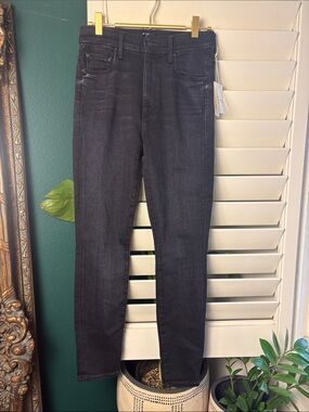 NWT MOTHER High Waisted Looker Ankle Skinny Jeans Black size 27